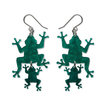 Load image into Gallery viewer, Green Double Frog Drop Earrings - Erstwilder By Your Side