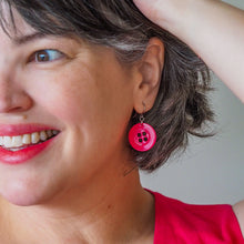 Load image into Gallery viewer, Pink Button Drop Earrings - Erstwilder Arts &amp; Crafts Part 2