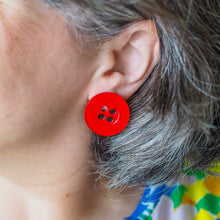Load image into Gallery viewer, Red Button Stud Earrings - Erstwilder Arts &amp; Crafts Part 2
