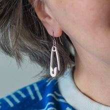 Load image into Gallery viewer, Silver Safety Pin Drop Earrings - Erstwilder Arts &amp; Crafts Part 2