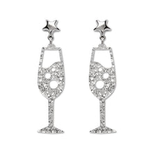 Load image into Gallery viewer, Silver Champagne Bubbles Drop Earrings - Erstwilder Celebrations