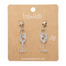 Load image into Gallery viewer, Silver Champagne Bubbles Drop Earrings - Erstwilder Celebrations