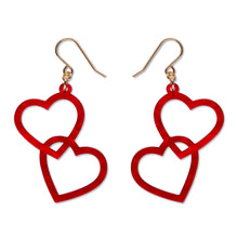 Load image into Gallery viewer, Red Heart Rings Drop Earrings - Erstwilder Celebrations