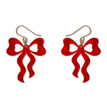 Load image into Gallery viewer, Red Bows Drop Earrings - Erstwilder Celebrations