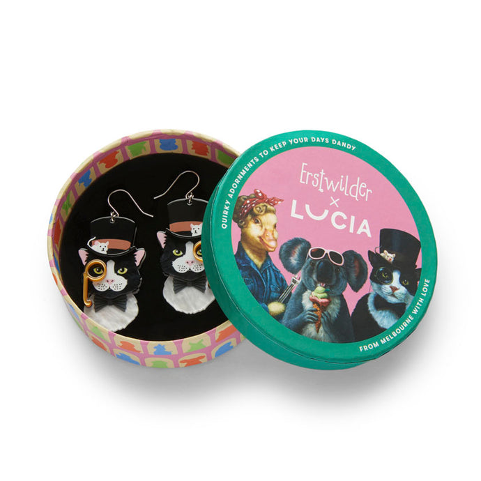 The Posh Pussycat Drop Earrings - Erstwilder x Lucia Heffernan