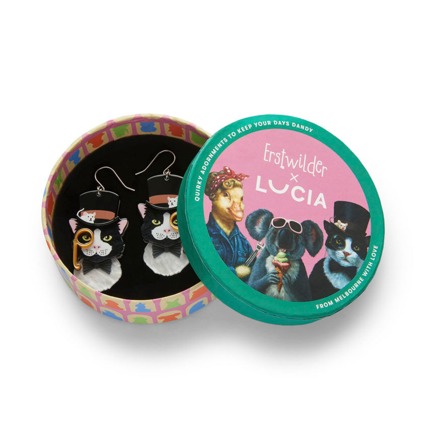 The Posh Pussycat Drop Earrings - Erstwilder x Lucia Heffernan