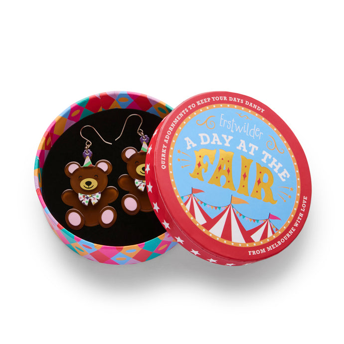 Grand Prize Teddy Drop Earrings - Erstwilder A Day At The Fair
