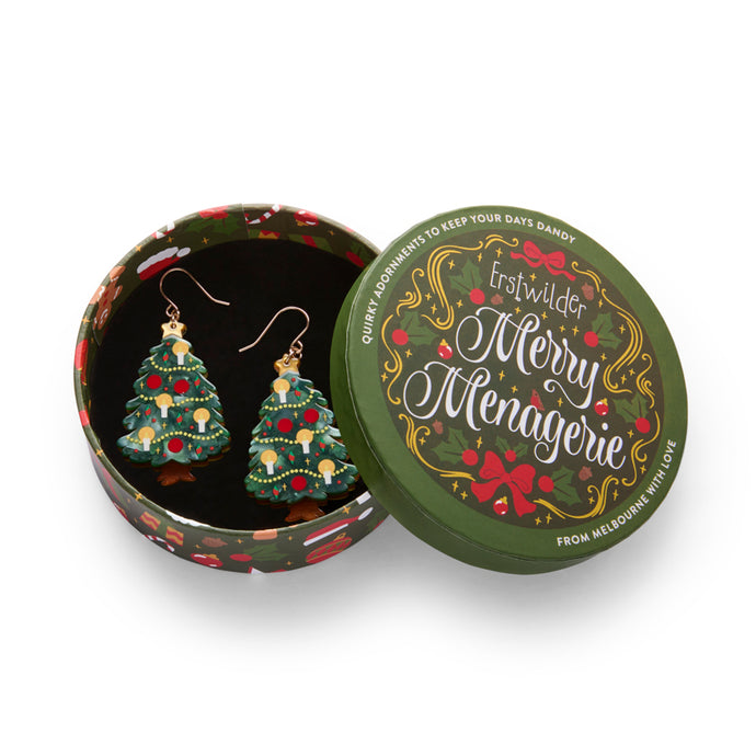 Christmas Tree Centre-Piece Drop Earrings - Erstwilder Merry Menagerie