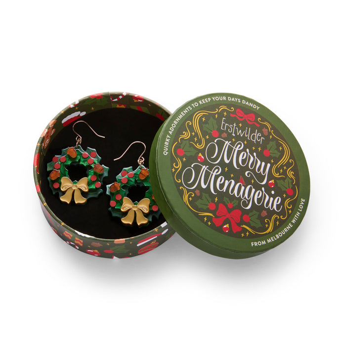 Forest Wreath Drop Earrings - Erstwilder Merry Menagerie