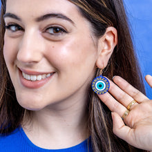 Load image into Gallery viewer, Evil Eye Amulet Drop Earrings - Erstwilder A Greek Odyssey