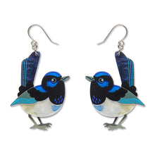 Load image into Gallery viewer, Superb Fairy Wren Drop Earrings - Erstwilder x Royal Botanic Gardens Victoria