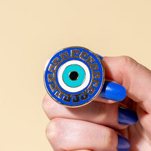 Load image into Gallery viewer, Evil Eye Amulet Enamel Pin - Erstwilder A Greek Odyssey