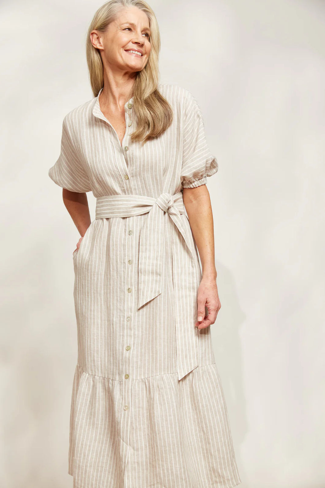 Dune Sojourn Stripe Linen Dress