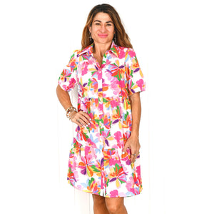 "Ellie" Tiered Dress in Floral Print - Palm Cove