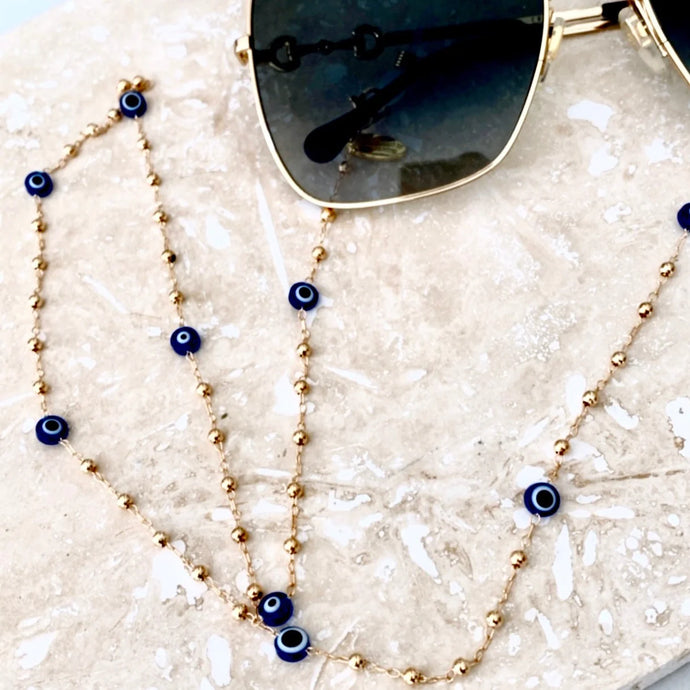 Electric Blue Evil Eye Sunglass Chain