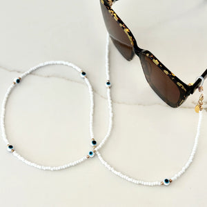 Snow Evil Eye Beaded Sunglass Chain