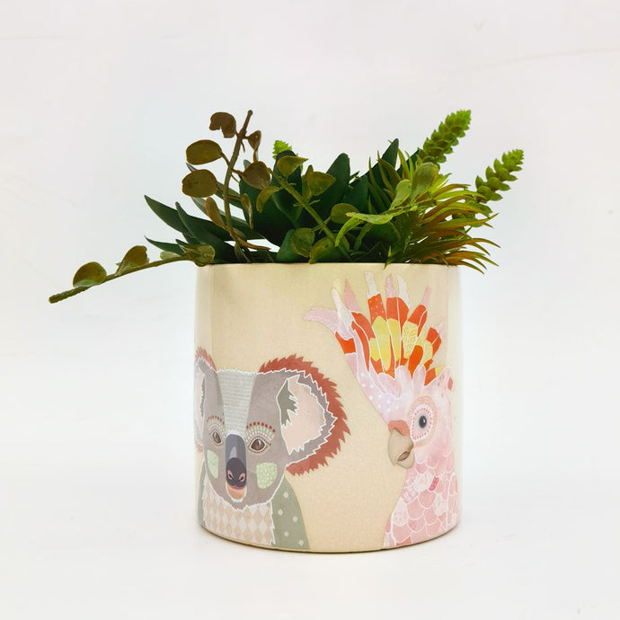 Koala & Aussie Birds Pot Planter 14cm