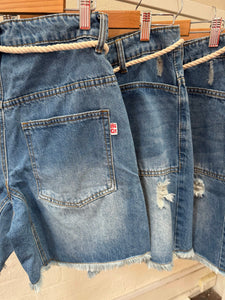 Stonewash Frayed Denim Carpenter Short - Hammill & Co