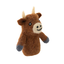 Load image into Gallery viewer, Highland Cow Felt Finger Puppet