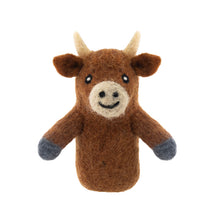 Load image into Gallery viewer, Highland Cow Felt Finger Puppet