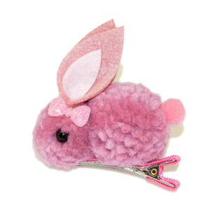Dark Pink Fluffy Bunny Hair Clip