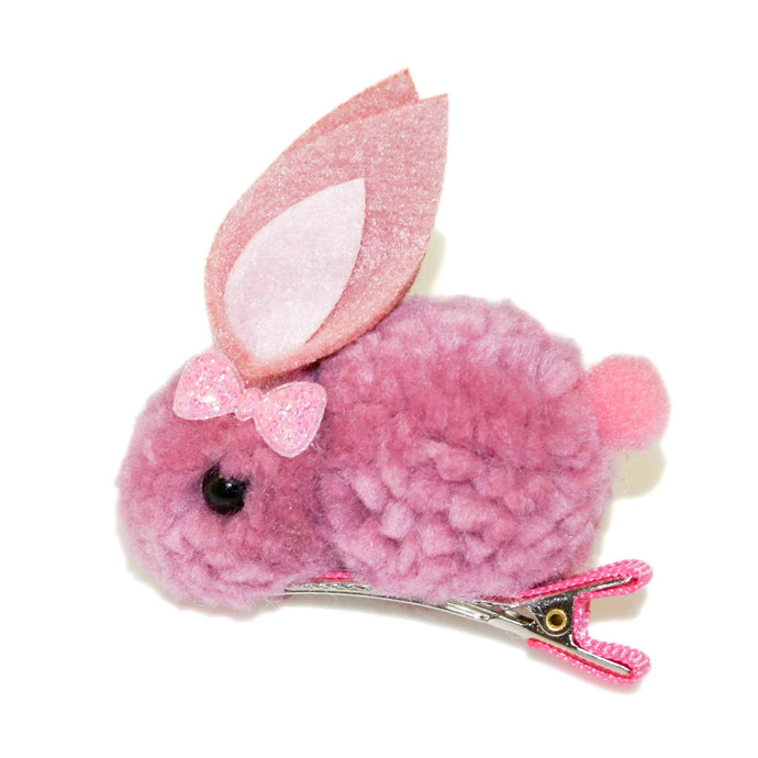Dark Pink Fluffy Bunny Hair Clip