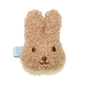 Brown Fluffy Bunny Face Hair Clip