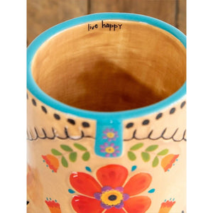 'Live Happy' Boot Folk Art Mug