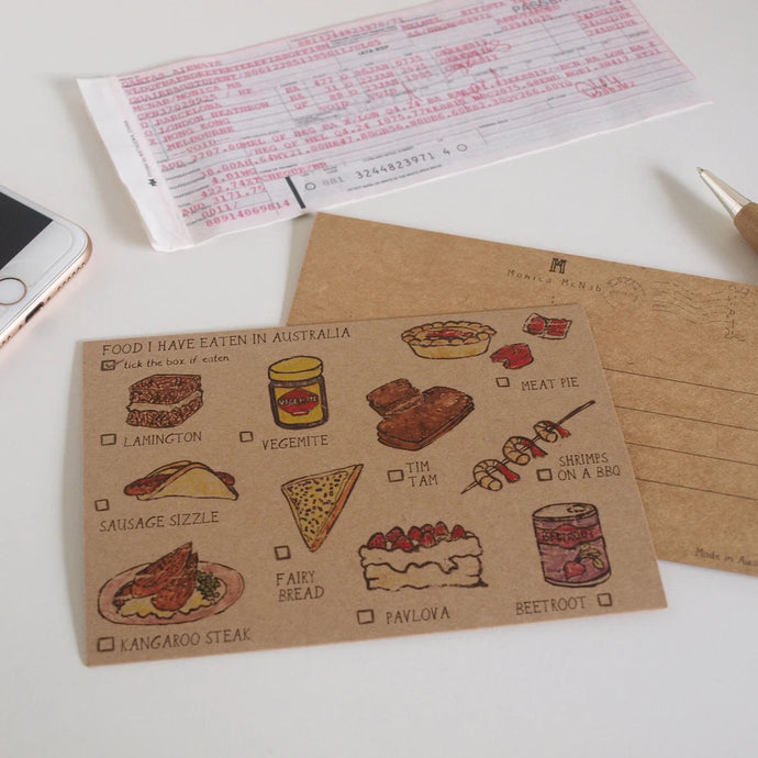 'Food I Have Eaten In Australia' Postcard