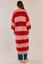 Load image into Gallery viewer, Red/Pink Stripe Franca Long Knit Cardigan