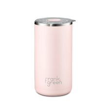 Load image into Gallery viewer, Pink reusable plunger/coffee cup with silver lid on a white background, branded &#39;frank green&#39;.