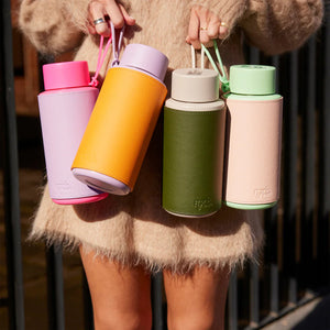 Mint Gelato Bottle with Blushed Cactus Leather Sleeve 34oz/1L - Frank Green