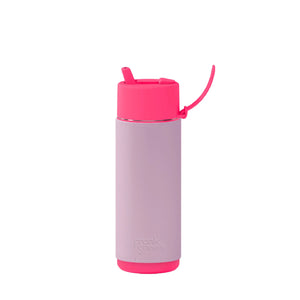 Neon Pink Bottle with Lilac Haze Cactus Leather Sleeve 20oz/595ml - Frank Green