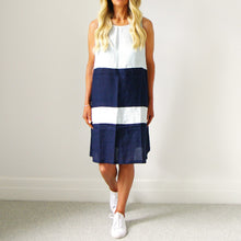 Load image into Gallery viewer, Blue Mix Franki Sleeveless Linen Dress - Who&#39;s Charlie
