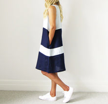 Load image into Gallery viewer, Blue Mix Franki Sleeveless Linen Dress - Who&#39;s Charlie