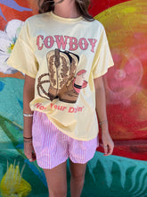 Load image into Gallery viewer, &#39;Not Your Darlin&#39; Yellow/Pink Cowboy T-Shirt Set - By Frankie