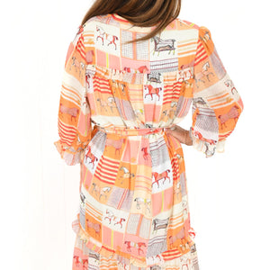 "Fleur" Dress in Freedom Flame Print - Palm Cove