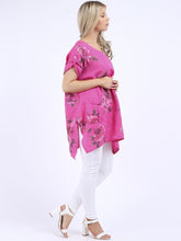 Load image into Gallery viewer, &#39;Bella&#39; Fuchsia Floral 100% Linen Tunic Top
