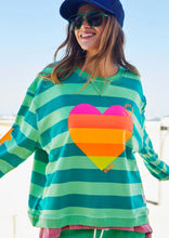 Load image into Gallery viewer, Green Stripe Heart Sweat - Hammill &amp; Co