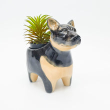 Load image into Gallery viewer, Georgie Dog Planter Black &amp; Brown 9cm