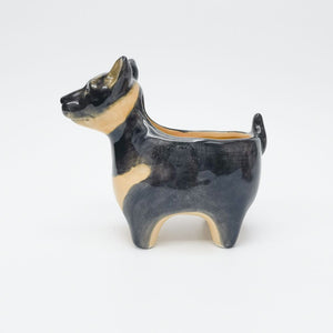 Georgie Dog Planter Black & Brown 9cm