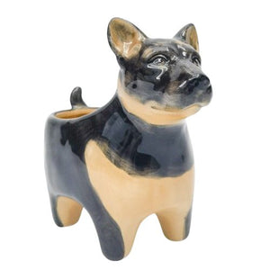 Georgie Dog Planter Black & Brown 9cm