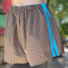 Load image into Gallery viewer, Brown Gingham &amp; Blue Racer Shorts - By Frankie