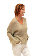 Load image into Gallery viewer, Camel Glint Kid Mohair Mix Sweater with Sequins