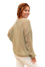 Load image into Gallery viewer, Camel Glint Kid Mohair Mix Sweater with Sequins