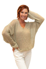 Load image into Gallery viewer, Camel Glint Kid Mohair Mix Sweater with Sequins