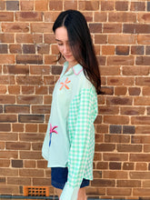 Load image into Gallery viewer, 'Good Things Ahead' Mint Embroidered Cotton Shirt