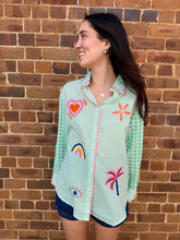 Load image into Gallery viewer, 'Good Things Ahead' Mint Embroidered Cotton Shirt