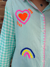 Load image into Gallery viewer, 'Good Things Ahead' Mint Embroidered Cotton Shirt