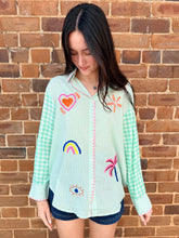 Load image into Gallery viewer, 'Good Things Ahead' Mint Embroidered Cotton Shirt
